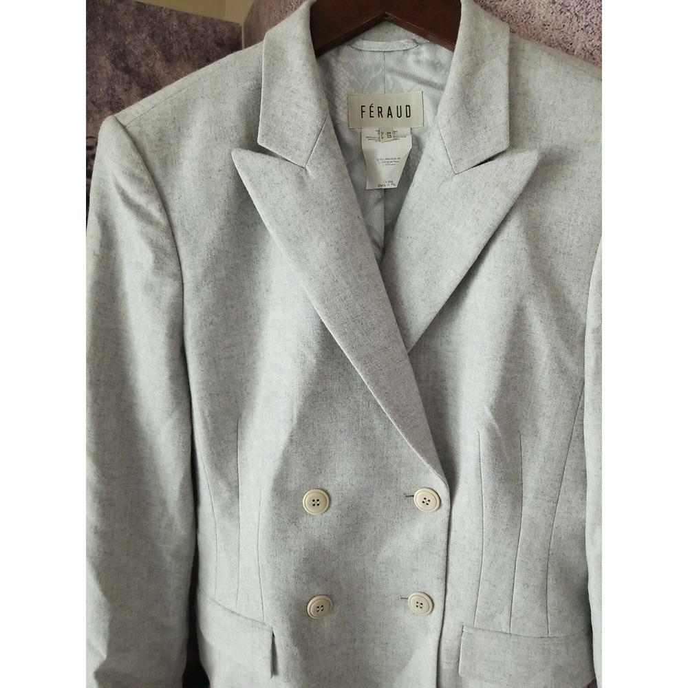 FERAUD Women's Virgin Wool Double Button Blazer Size 8 USA Made in Poland
